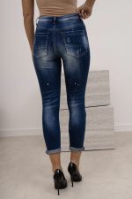 Spodnie jeans przetarcia farba guziki