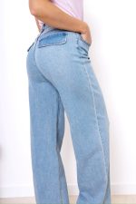 Spodnie jeans szeroka nogawka – Jasny niebieski, L