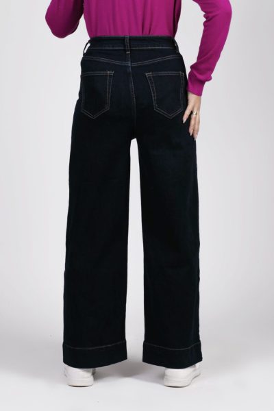 Spodnie jeans szeroka podwijana nogawka M’Sara – XS, Granat