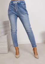 Spodnie jeans sznurówka kieszeń zamek