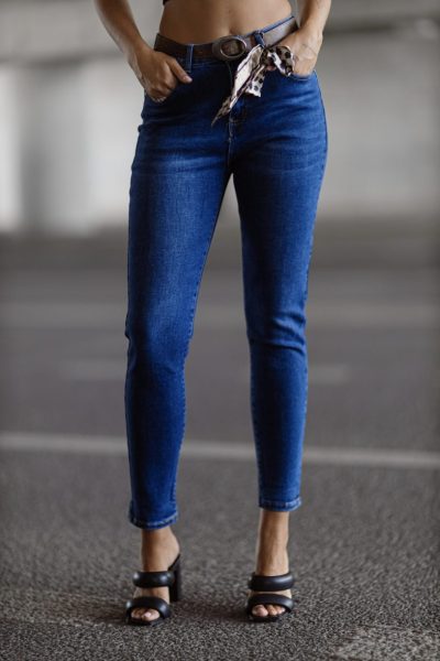 Spodnie jeans wstążka – XL, Granat