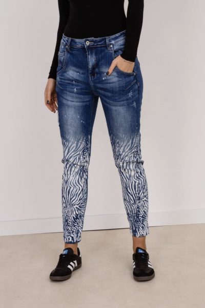 Spodnie jeans zebra niebieski s – Niebieski, XL