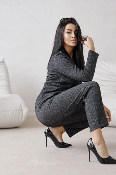 Spodnie kolorowa nitka RISSKIO – Czarny, L