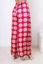 Spodnie krata – Wino, UNI