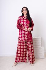 Spodnie krata – Wino, UNI