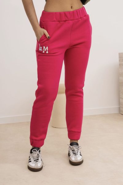 Spodnie na meszku naszywka LM – Fuksja, 1