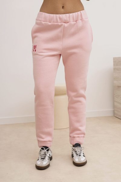 Spodnie na meszku naszywka LM – Różowy, 1