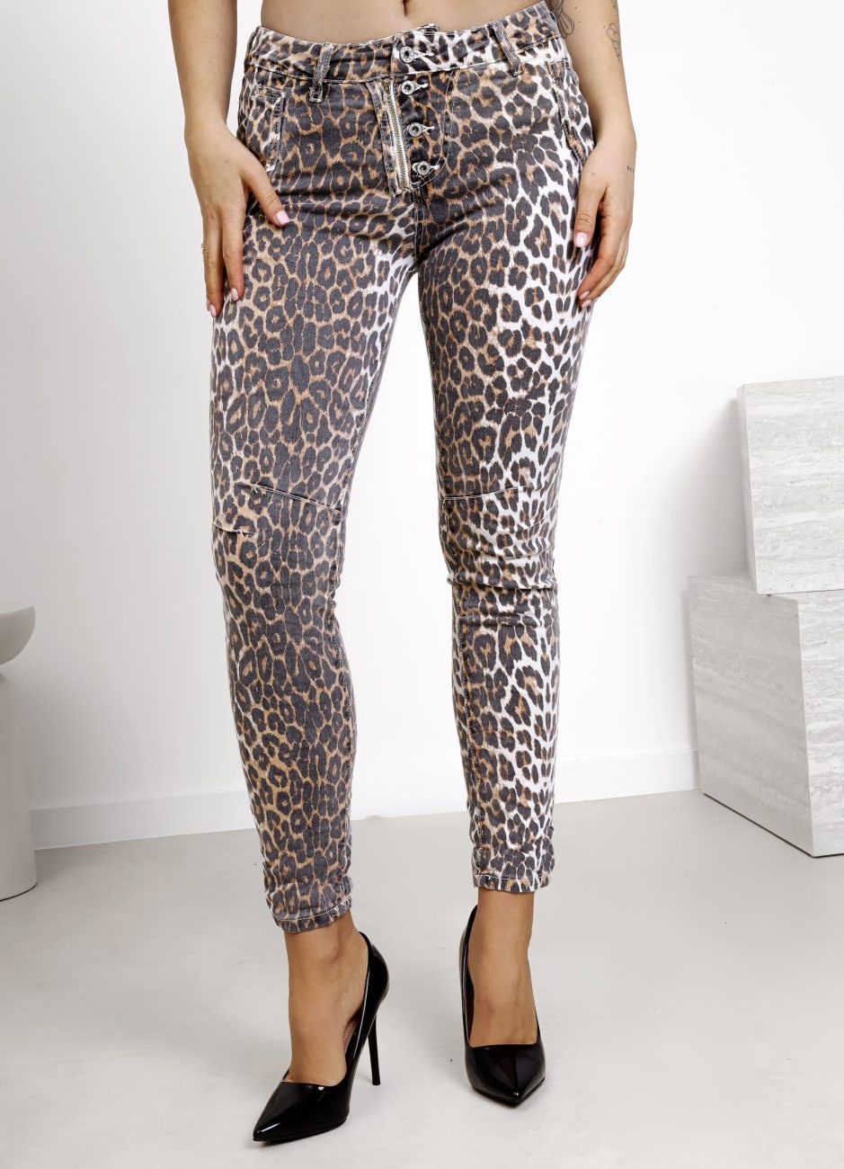 Spodnie panterka zamek guziki