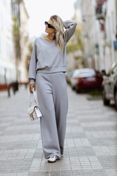 Spodnie pianka szeroka nogawka fango – Szary, UNI