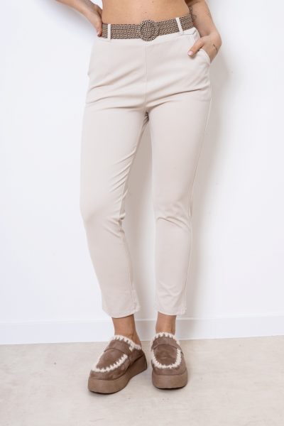 Spodnie punto grecki pasek – Beż, 2XL