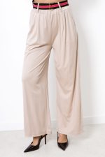 Spodnie szeroka nogawka różowy pasek