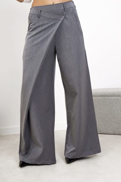 Spodnie szerokie zakładka – Grafit, S/M