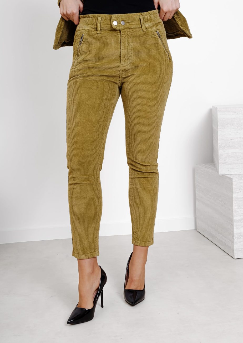 Spodnie sztruks kieszeń zamek