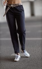 Spodnie tencel panterkowy pasek