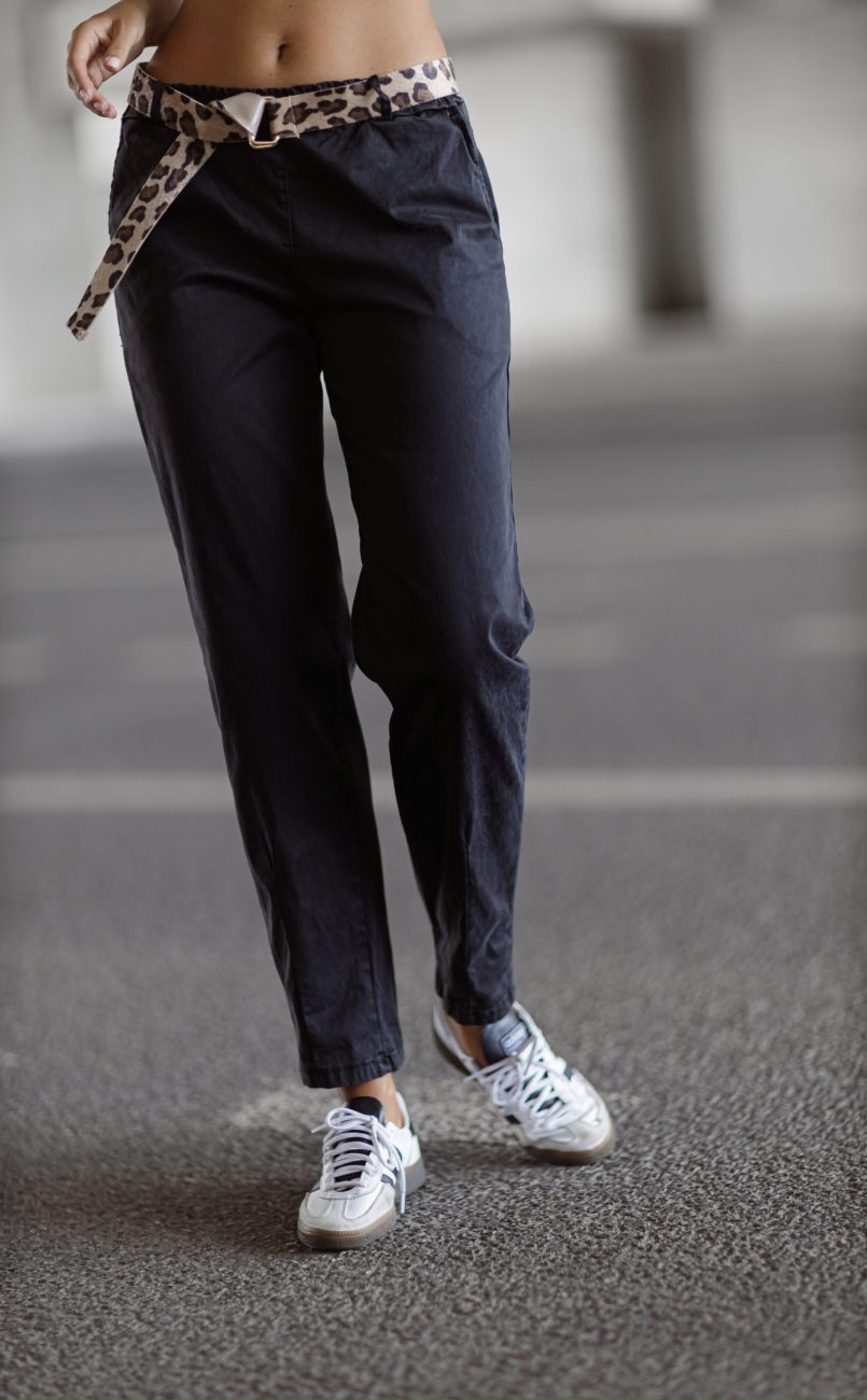 Spodnie tencel panterkowy pasek