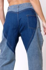 Spodnie wycięte fale – Niebieski, M