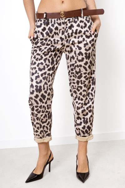 Spodnie zamsz panterka – Beż, UNI