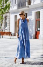 Sukienka długa wiązany dekolt