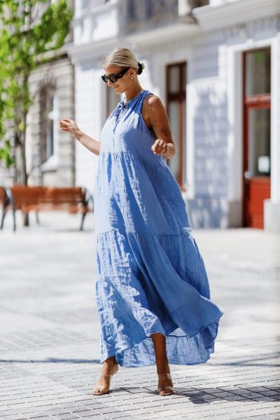 Sukienka długa wiązany dekolt