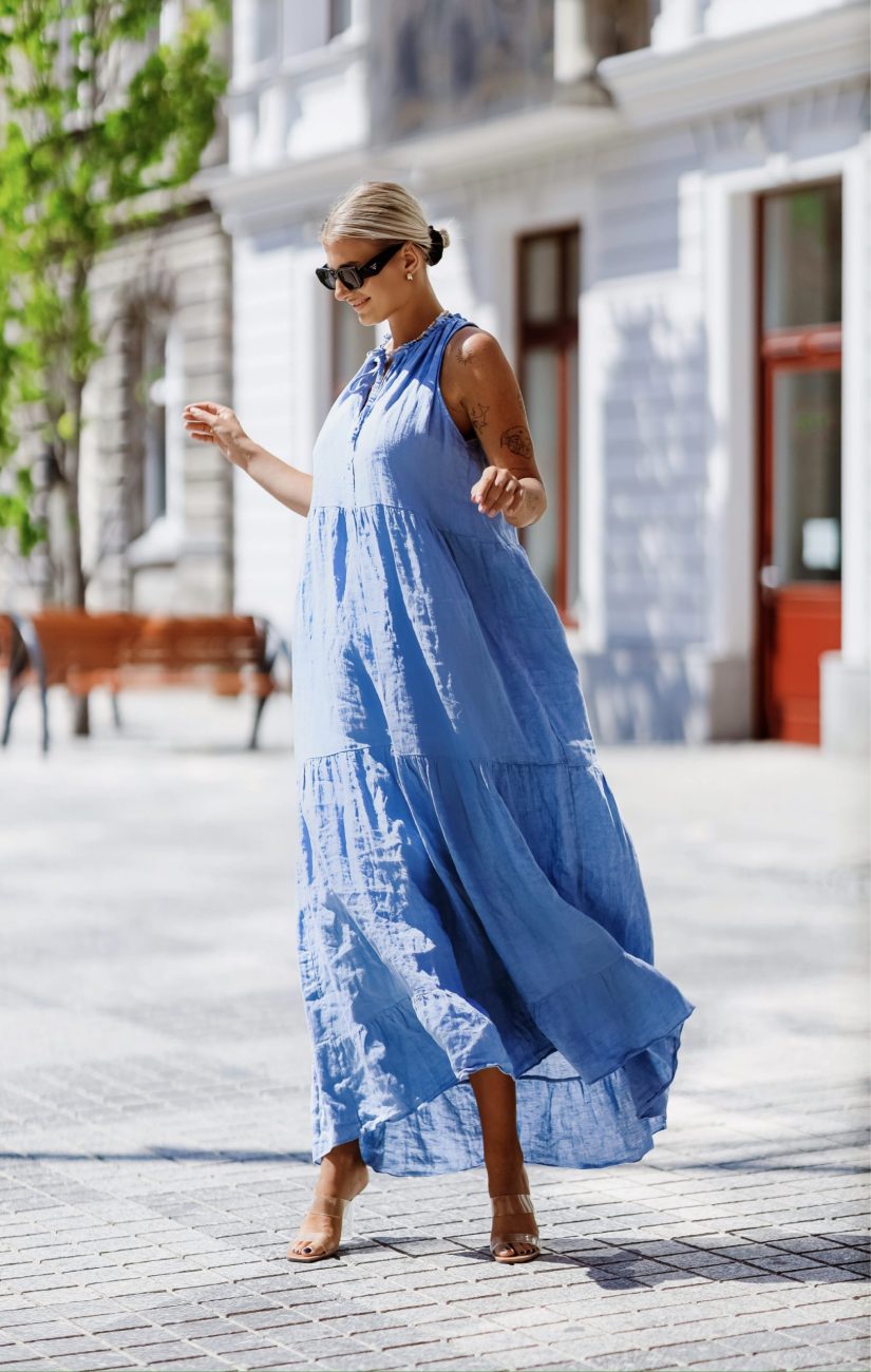 Sukienka długa wiązany dekolt