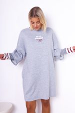 Sukienka dresowa rękaw ściągacze – Szary, UNI