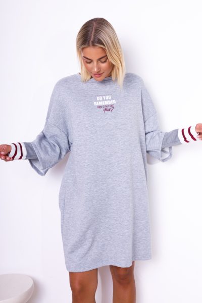 Sukienka dresowa rękaw ściągacze – Szary, UNI