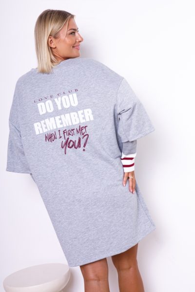 Sukienka dresowa rękaw ściągacze – Szary, UNI