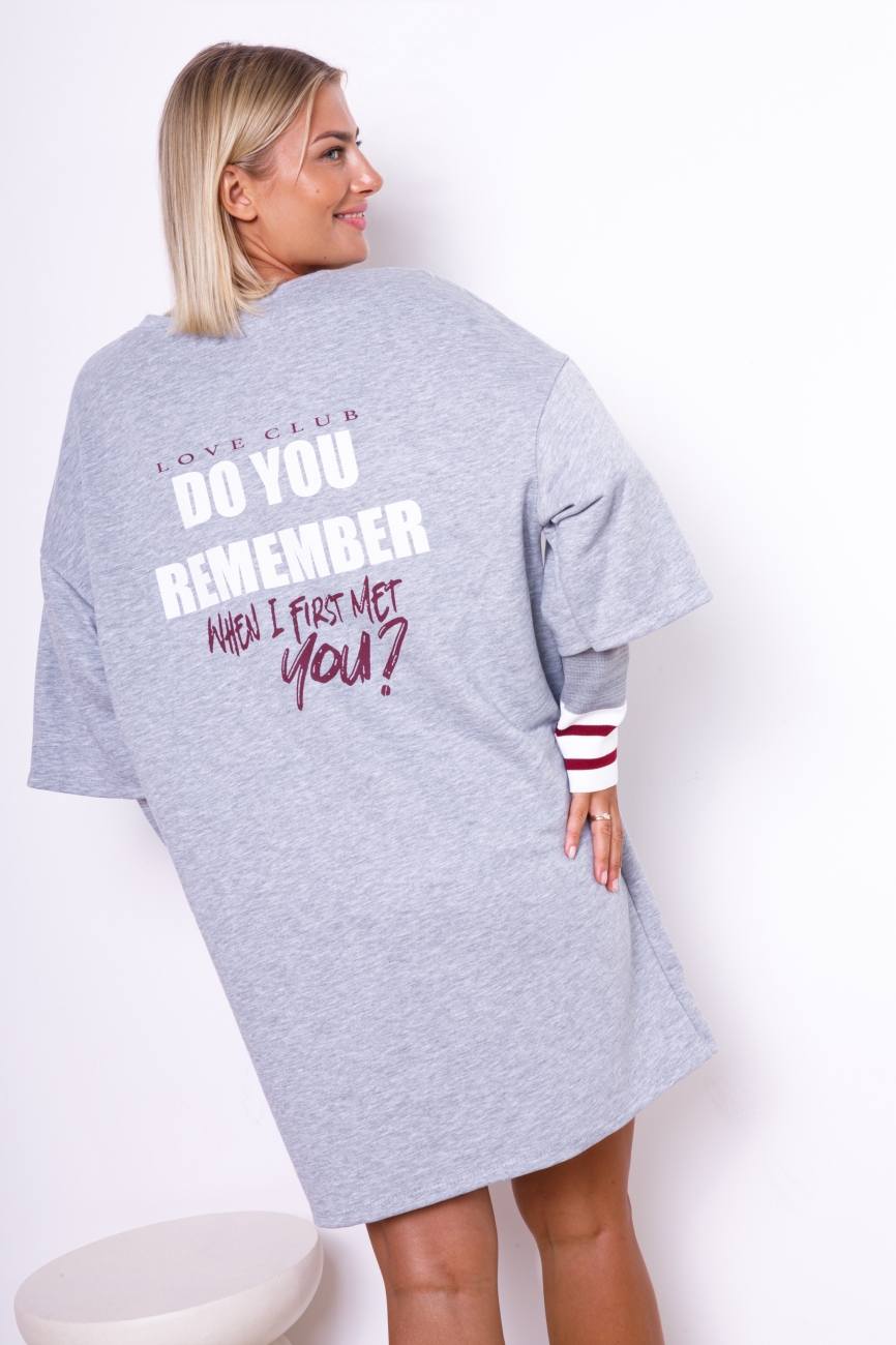 Sukienka dresowa rękaw ściągacze – Szary, UNI