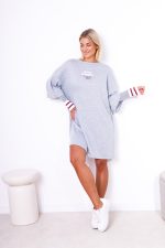 Sukienka dresowa rękaw ściągacze – Szary, UNI