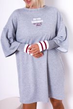 Sukienka dresowa rękaw ściągacze – Szary, UNI