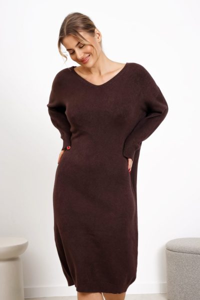 Sukienka dzianina długa – Czekolada, UNI