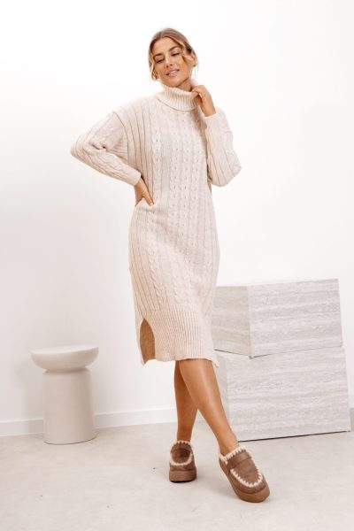 Sukienka golf warkoczyki – Beż, UNI