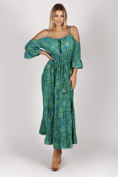 Sukienka jedwab złota nitka – UNI, Zielony