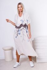 Sukienka kaptur drzewo motyle – Beż, UNI