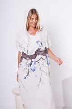 Sukienka kaptur drzewo motyle – Beż, UNI