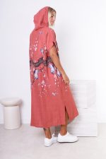 Sukienka kaptur drzewo motyle – Brudny róż, UNI