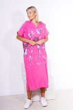 Sukienka kaptur drzewo motyle – Fuksja, UNI