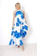 Sukienka plisowana kwiaty chaber