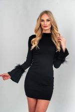 Sukienka prążek pióra rękaw