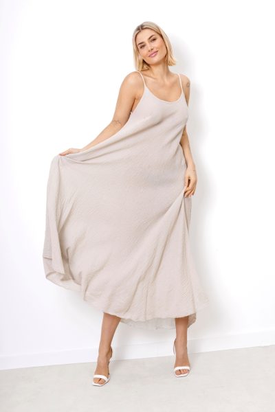 Sukienka ramiączka karbowany muślin – Beż, UNI