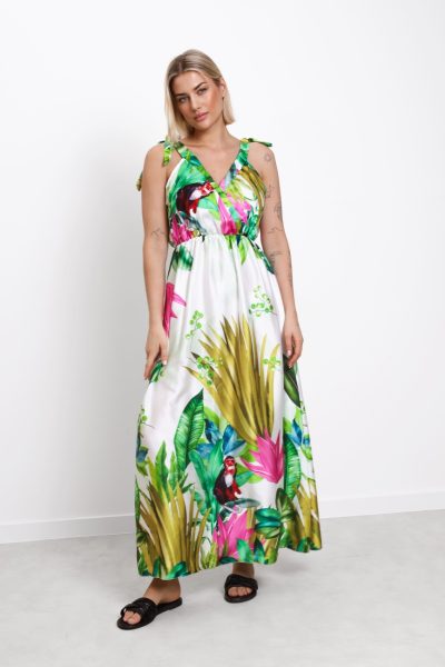 Sukienka ramiączka kolorowe kwiaty Chaber – Zielony, UNI