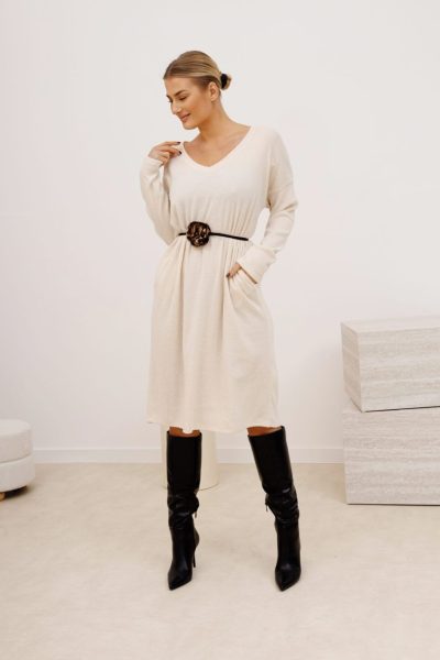 Sukienka wiązanie róża – Beż, UNI