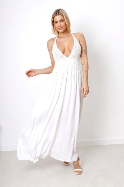 Sukienka wyszywana góra – Biały, UNI