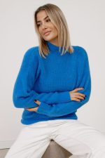 Sweter alpaka prążek stójka