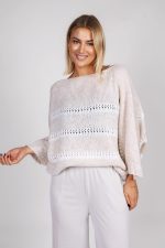 Sweter ażurowe paski