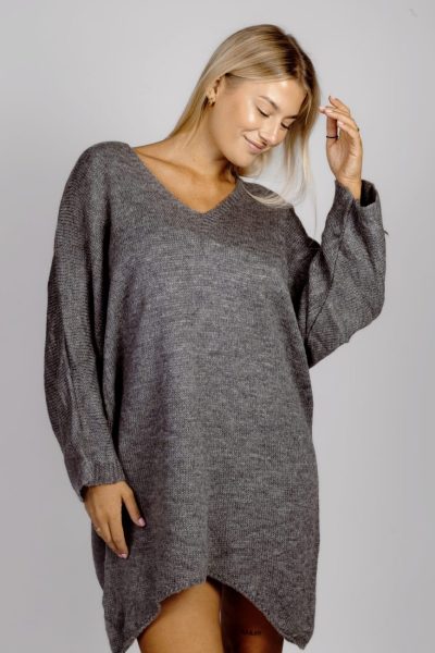 Sweter dwustronny dekolt rogi