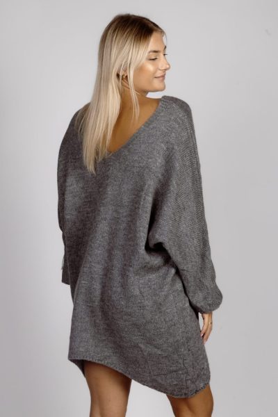 Sweter dwustronny dekolt rogi