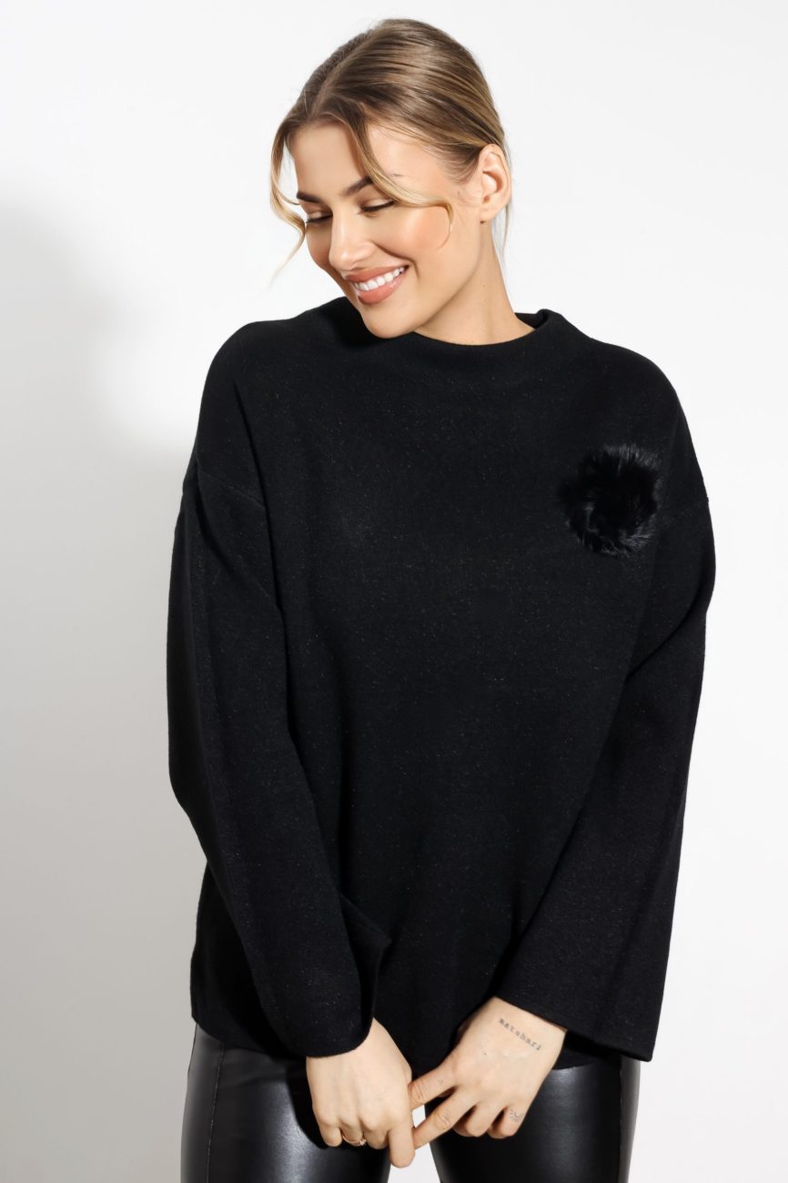 Sweter dzianina pomponik Sweter dzianina pomponik