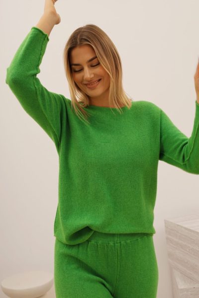 Sweter dzianina prosty – Trawa, UNI