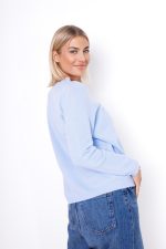 Sweter gładki dekolt ściągacz – Błękit, UNI